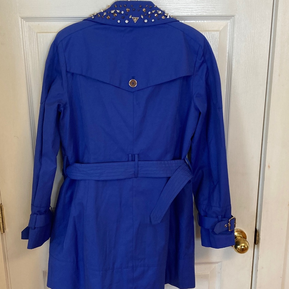 Sam Edelman Royal Blue Trench Coat with Studded Collar - Picture 10 of 13